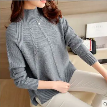 2017 nove modne Ženske white River turtleneck pulover ženske osnovne pleteno rokavi Twist debel, vitek, dolg rokav puloverju pulover
