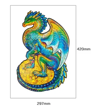 Lesene Živali Puzzle Živali-oblikovan Flying Dragon Sestavljanke Za Odrasle, Otroci Izobraževalne Igrače Za Otroke