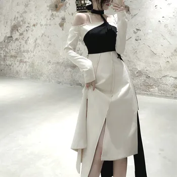 Pomladni Mozaik Obleka Ženske Elegantne Oblikovalec Stranka Midi Obleka Ženske High Street Harujuku korejski enodelno Obleko Ženske 2021 Nova