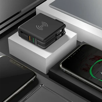 10000mAh Moči Banke Prenosni Super Polnilnik s Kablom QC 3.0 4.0 PD Hitro Polnjenje 15W Brezžični Polnilniki za iPhone Huawei Xiaomi