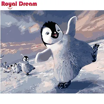Ice pingvini DIY Olje, Barvanje Z Številkami Wall Art Akril, Olje, Platno, Slike Doma Dekor Za dnevno Sobo