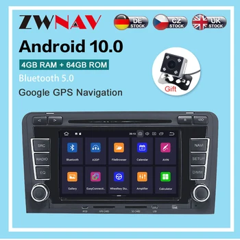 Android 10.0 4+64 G avtoradio, Predvajalnik, GPS Navigacija Za Audi A3 S3 2003-2012 Allroad 2000-2006 Multimedijski Predvajalnik, Radio, Vodja Enote