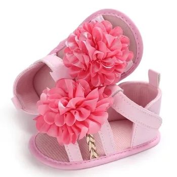 Baby Dekleta sandali Sladko poletje Princesa čevlji velik Cvet Jaslice Dojenčka, Malčka, Mehko Soled Čevlji 0-18 mesec otroci Sandali