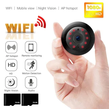 Brezžični Mini WIFI 1080P HD IP Kamere Baby Monitor Zaznavanje Gibanja Varnosti Daljinski upravljalnik za Nadzor Night Vision Camera