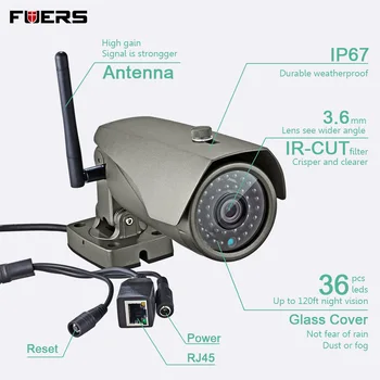 FUERS Nepremočljiva Realnem času, Pregledovanje WiFi IP Kamera Full HD 1080P Prostem nadzorna Kamera Ir Noč CCTV S Pomnilniške Kartice