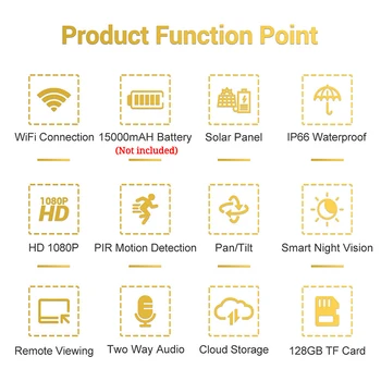 HD 1080P Cloud Storage PT Z WIFI Sončne celice, Baterije Alarm PIR IP Kamero Night Vision Dve Poti IP66 Nepremočljiva Varnostne Kamere