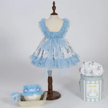 Nov Baby Girl Obleke, španska Obleko za Otroke Lolita Princess Čipke Risanka Srčkan Malček Rojstni dan Obleko Dekleta Vestidos 1-6Y