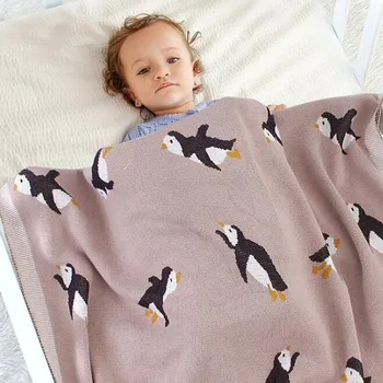 Novo Leto 2020 Jeseni, Pozimi Malčke Baby Boy Girl Pingvin Plesti Odejo Newborn Baby Odeja Fantje Dekleta Imajo Odejo