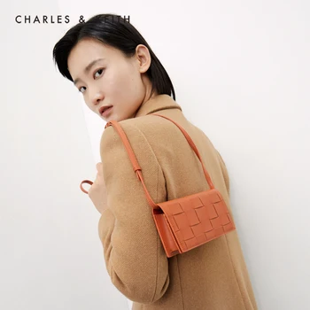 CHARLES＆KEITH Nov Prihod za Zimo 2020 CK6-10840215Women je torba, tkani material, ki pokriva moda dolgo denarnice