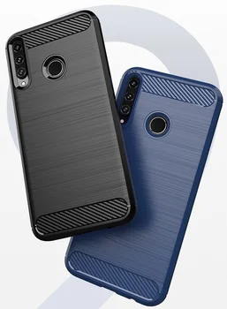 Temno modra primeru za Huawei P40 Lite E telefon, ogljikov serije (ogljikovih vlaken slog) za caseport