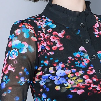 Plus Velikost Tiskane Bluze Ženska 2020 Moda Dolg Rokav Cvetlični Urad Dame Vrhovi Korejske Ženske Oblačila, Elegantno Bluzo Pozimi