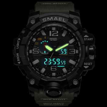 SMAEL blagovne Znamke Luksuzni Vojaške Športne ročne Ure Moške Quartz Analogna LED Digitalni Watch Človek Vodotesna Ura Dvojni Prikaz Ročne ure