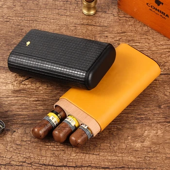 COHIBA Pripomoček Cigar Primeru Usnje Cigar Potovalna torbica Žep cedrovine Cigar Humidor Imetnik S Cigare Rezalnik šatulji