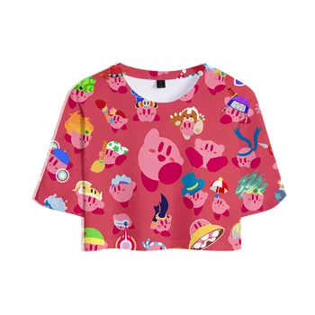Kirby Priložnostne Udobno Priljubljena Izpostavljeni popka 3D majica s kratkimi rokavi Ženske/dekle Poletje Rholycrown Kratek Rokav 3D kirby T shirt dekle Tees