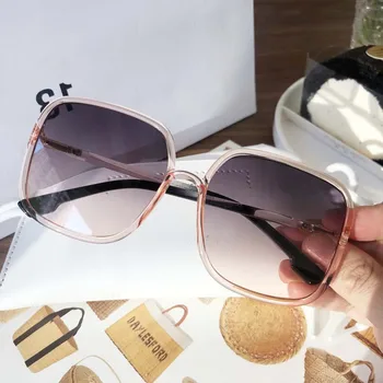 Pravokotnik sončna očala ženske prevelikih očal 2019 gradient rjava roza rimless sončna očala za ženski darilni uv400