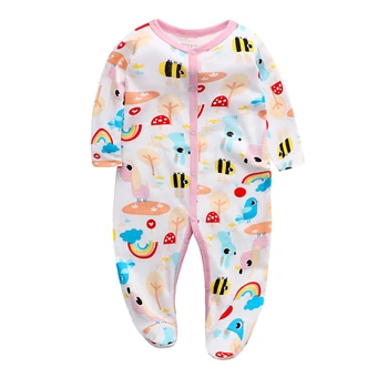 3pcs Baby Boy Oblačila Stopala igralne obleke Udobno Novorojenčka Pižamo Risanka Natisnjeni Dojenčka Jumpsuit Romper Dekliška Oblačila sklop