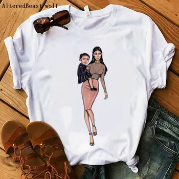 2020 Modi super mama tshirt mama in baby print majica s kratkimi rokavi ženske priložnostne kratek rokav tiskanja harajuku beli vrhovi tee modna oblačila