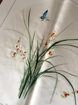 Ročno Čisto Svileni Šiv Vezenje Slikarstvo, Umetnost Dekor / Magnolija,Peony,Lotus flower,Japonska Chlorophytum,metulj ptice