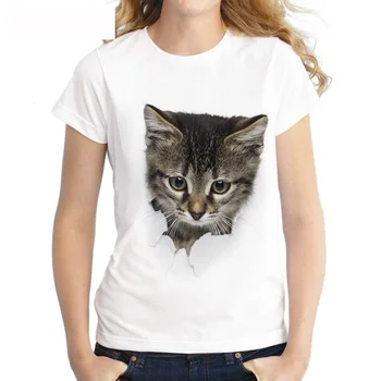 Čar 3D mačka vzorec priložnostne Harajuku ženski ženski poletni kratki rokavi T-shirt priložnostne krog vratu tovarne neposredne prodaje