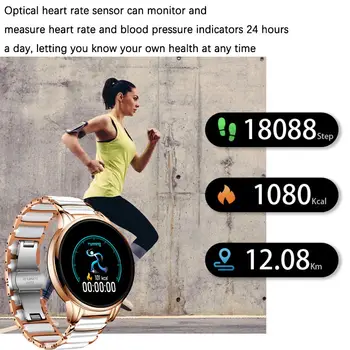LIGE Luksuzni Pametno Gledati Ženske Nepremočljiva Športna Fitnes Tracker Za Android ios Reloj inteligente Keramični Trak pametno gledati Moške