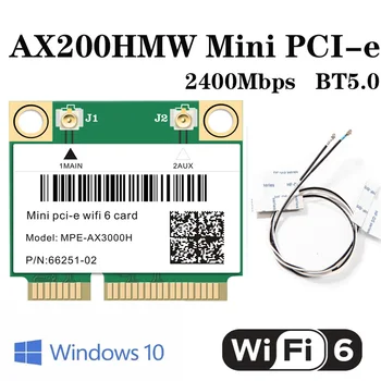 2974Mbps Wifi 6 Mini PCI-E Card Brezžično Omrežje Wlan Kartico Wifi 2.4 G/5Ghz Bluetooth 5.0 802.11 ax/ac Za Win10 Laptop Antene