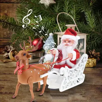 Glasbeni Električni Santa Claus Lutka Elk Sled Igrače, Električni Univerzalni Avto z Glasbo Dekor Božič Igrače Božično Darilo