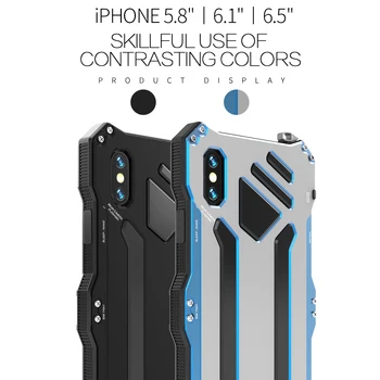 R-SAMO Življenje Nepremočljiva Aluminijasto Ohišje Za iPhone Xs Max Šok Dropproof Kovinski Silikonski Pokrovček Za iPhone Xs X XR