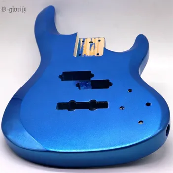 Kovinsko modra barva Poplar les, električna bas kitara telo