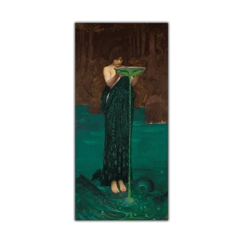 Citon William Waterhouse《Circe Invidiosa》Platno oljna slika, Svetovno Znane Umetnine Plakat Slika Wall Art Dekor Doma Dekoracijo
