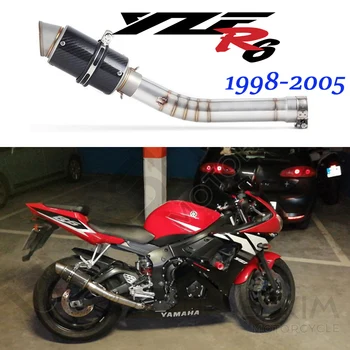 Slip Za yamaha YZF 600 YZF-R6 R6 1998 do 2005 letih Izpuh Motocikla Izpušnih Pobeg Glušnika Sredini Spredaj Povezavo Cevi