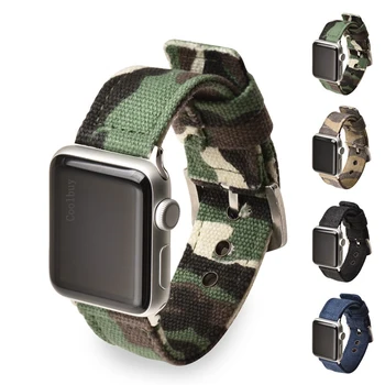 Vojaško Maskirno Platno, Trak za Apple Watch Band 42MM 38 MM Športna Zapestnica Za iWatch Serija 1 2 3 Watch Dodatki