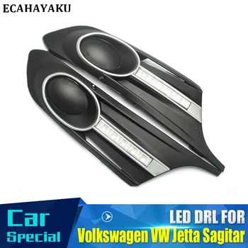 ECAHAYAKU Avto-styling LED DRL Dnevnih Luči 12V Zamenjajte Meglo Lučka za Kritje Luknjo za Volkswagen Jetta Sagitar 2012 2013