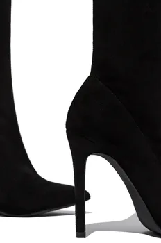 Ženske Overknee Čevlji Z Visokimi Petami BootsWoman Zip Čevlji Za Ženske Do Leta 2020 Trdna Priložnostne Usnje Udobno Stegno Visoki Škornji Čevlji Rdeča