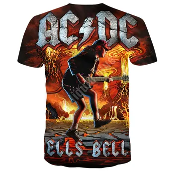 Poletje Nove Priložnostne Slog Kratkimi Rokavi Moški je Zanimivo T-Shirt AC DC 3D Tisk T-Shirt blagovno Znamko T-Shirt Modni Moški XXS--6XL