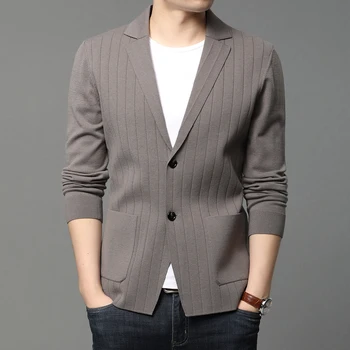 2021 Nov Slog Priložnostne Znamke Moda Slim Fit Pleteno Obleko Za Moške Klasičnih Korejski Suknjič Luksuzni Mens Jopiči, Plašči Mens Oblačila