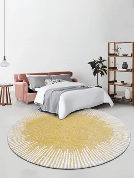 Post moderne rumene barve, okrogle oblike geometrijske dnevna soba preprogo, velika velikost Skandinavski stil dekoracijo doma weaved postelji preprogo