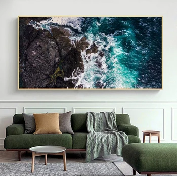 Velika Stjenovit Skale in Obale Pogled Platna Slike Na Steni Umetnosti Plakatov in Fotografij Seascape Platno Slike Doma Dekor
