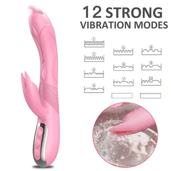 12 Načinov Vagine, G Spot Vibrator Dvojni Vibrator Sex Igrače za Žensko Jezika Lizanje Močan Vibratorji za Ženske Odrasle Erotična Blaga