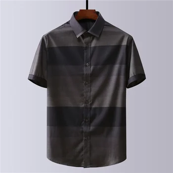 Plus velikost 8XL 7XL 6XL 5XL poslovni moški priložnostne kratka sleeved majica classic debele trakove moške socialne obleko oversize