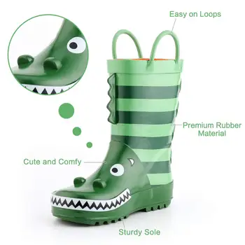 KushyShoo Otroci Dež Čevlji Fant Gumijaste Škornje Krokodil Vzorce 3D Lep Otrok Rainboots Poletje Vode Čevlji