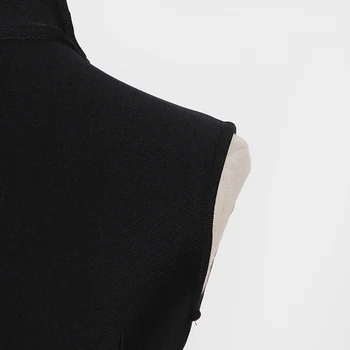 TWOTWINSTYLE Črna Mozaik Diamond Mrežo Obleko Za Ženske Turtleneck brez Rokavov Visoko Pasu Seksi Slim Obleke Ženska Moda Nova