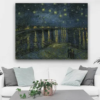 NESEBIČNO Steno Zvezdnato Noč na Reke Rone s Vincent Van Gogh Slavni Umetnik, Art Tisk Plakat Steni Sliko Platno Slikarstvo
