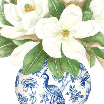 Bela Hydrangea Gardenia Modra Modra In Bela Porcelanasta Steklenico Natisne Wall Art Cvet Plakat, Slikarsko Platno, Slike, Doma Dekor
