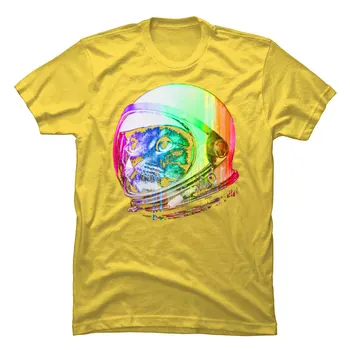Vintage CCCP Astronavt Prostor Mačka Bombaž Majica za Moške Mavrica Mačka Satelitska tv Moda Ulične Jeseni blagovne Znamke Tee Majica Moški