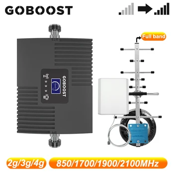 GOBOOST Signal Booster 2g 3g 4g 850 1700 1900 UMTS 2100 Mhz Mobilna Ojačevalnik Eno Ponovitev Z Full Band Anteno 10M Kit
