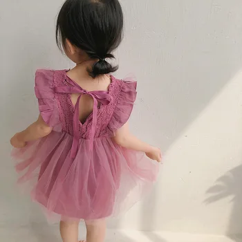 2019 Poletje Nov Prihod korejska Različica bombaž pure color all-tekmo princesa čipke telovnik mehurček obleko za cute sweet baby dekleta