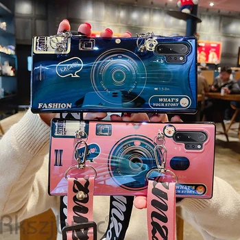 Moda Silikonski Mehko Telefon Ohišje Za Samsung Galaxy M01 M10 M11 M20 M21 M30 M31 M51 Retro 3D Kamero Hrbtni Pokrovček S Traku