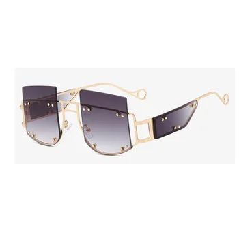 GIFANSEE oversize sončna očala ženske moški očala gradient kvadratnih rimless luksuzne blagovne znamke letnik velik okvir modni odtenki uv400