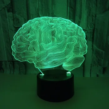 Možgani Visual Pisane 3d Lučka 7 Pisane Barve Dotik Ustvarjalne Namizje Nočna Usb Led 3d Svetlobe Napeljave Powerbank