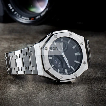 SS-2100 GA2100 Kovinski Watchband Ploščo Watch Primeru iz Nerjavečega Jekla 316L Watch Pasu Z Orodji, ki so na Debelo Watchband GA2100